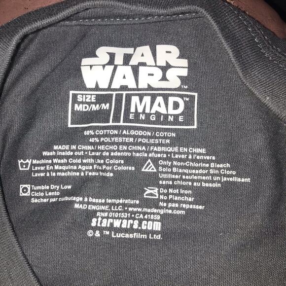 MAD ENGINE T-Shirt Men's M Gray Logo Short Sleeve Star Wars - Picture 5 of 9